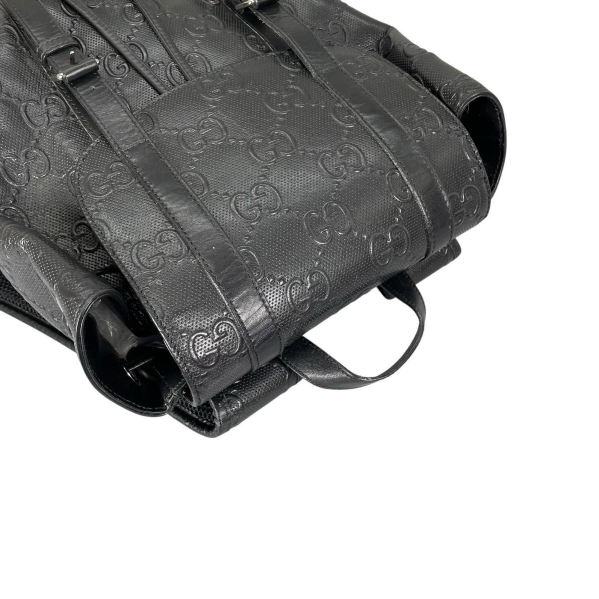 Gucci GUCCI Backpack GG Embossed Leather 625770 Black — Like New