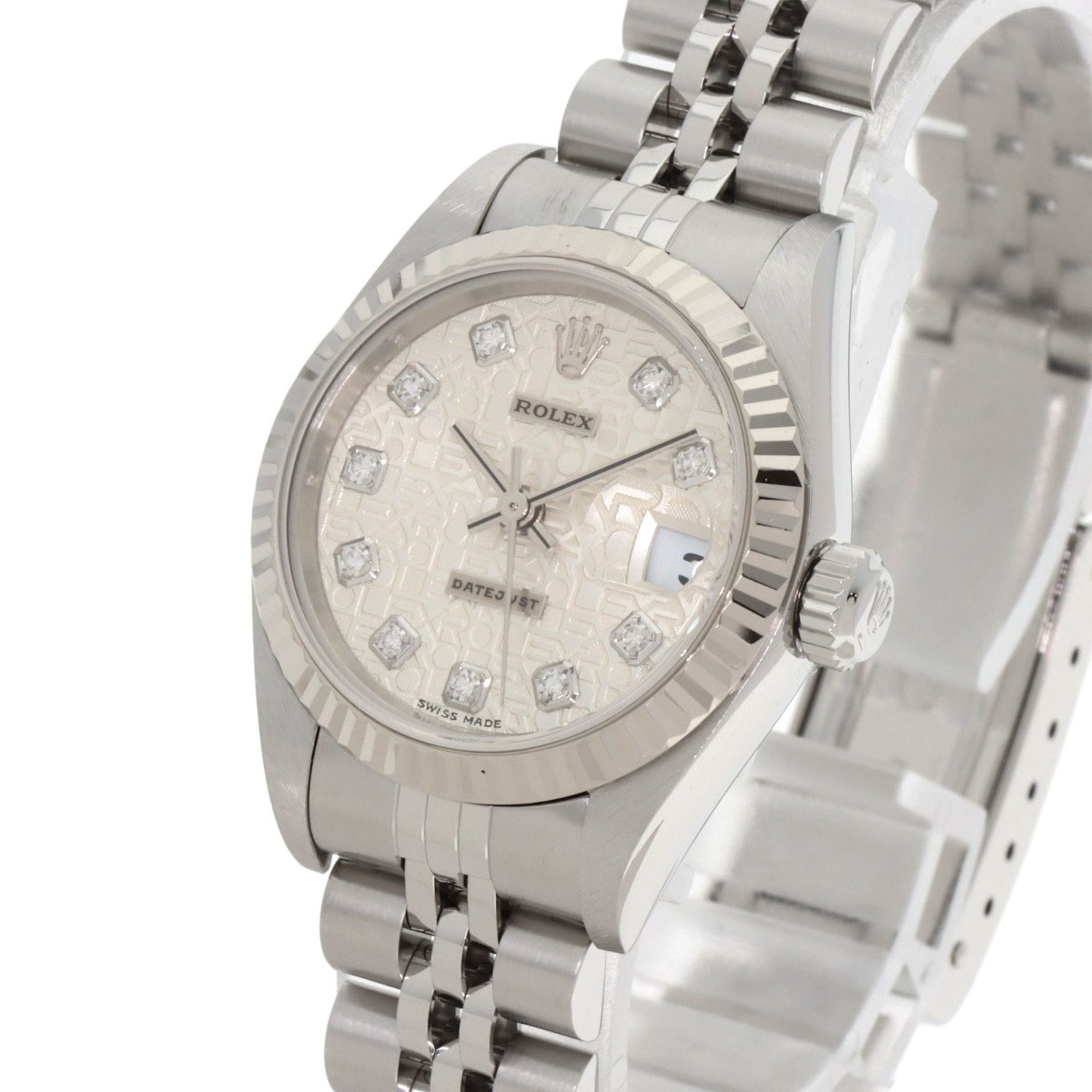 Rolex 79174G Datejust 10P Diamond Watch in Stainless Steel SS 18K White Gold for Women