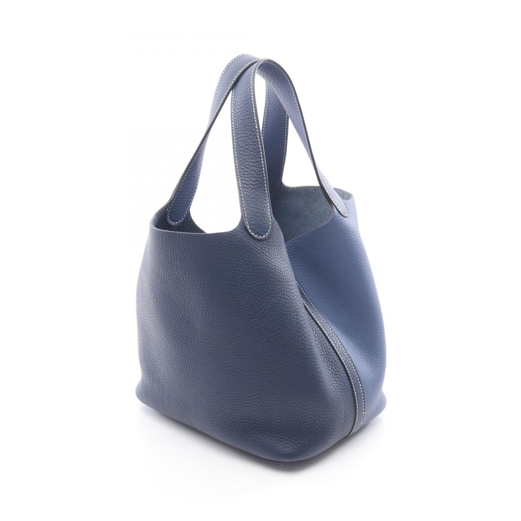 Hermes Hermès Picotin Lock MM handbag, leather, Taurillon Clemence women's, blue, navy