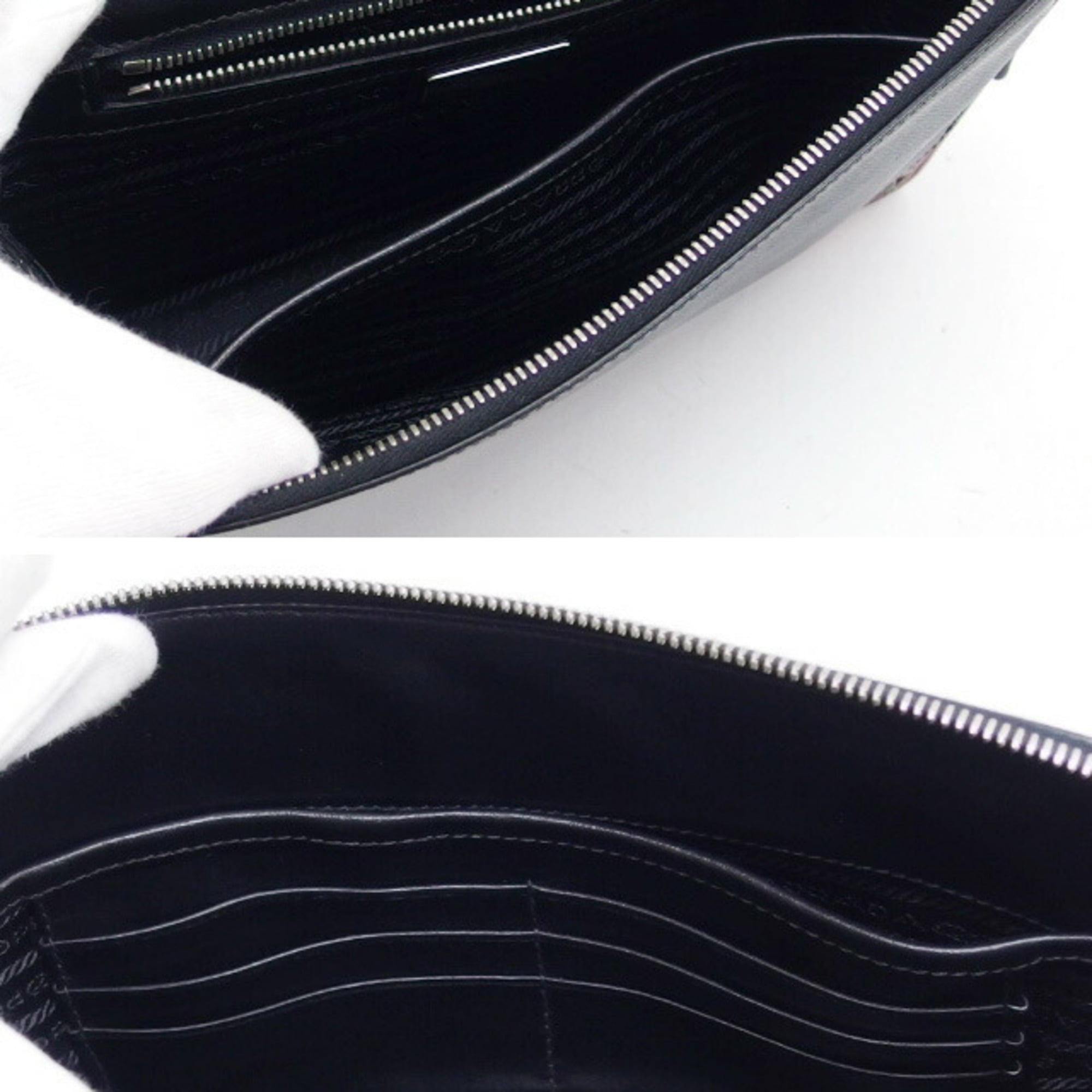 Prada Saffiano clutch bag with wrist strap, black