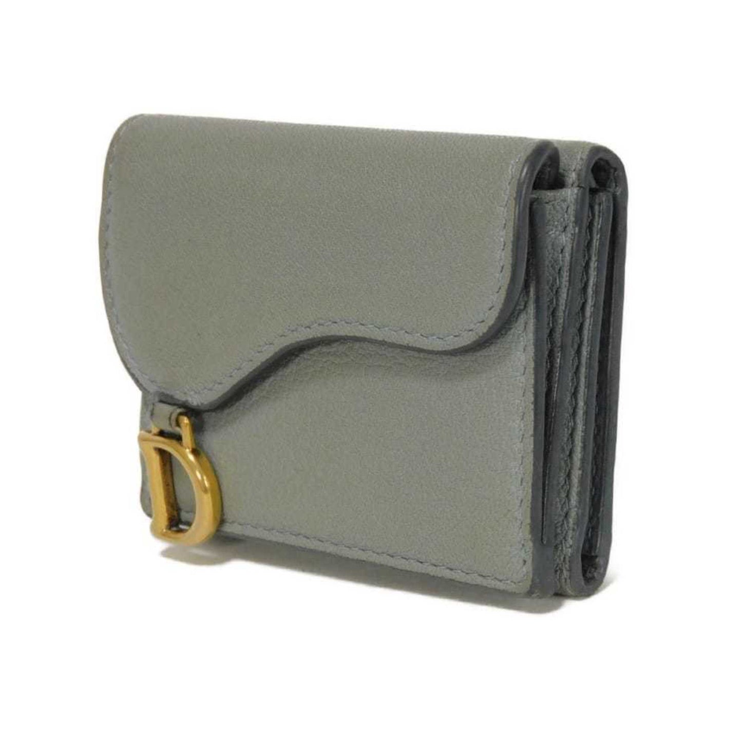 Christian Dior Dior Saddle Mini Tri-fold Wallet, Compact, with Bill Compartment, Card Case, and Coin Gray, S5653CCEH, for Men Women