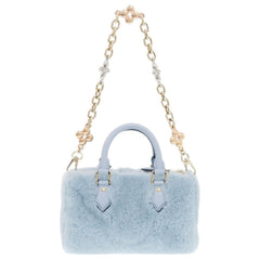 Louis Vuitton Nano Speedy M11399 IC 2-Way Leather Mink Fur Light Blue Handbag LV 1052 LOUIS VUITTON — Like New