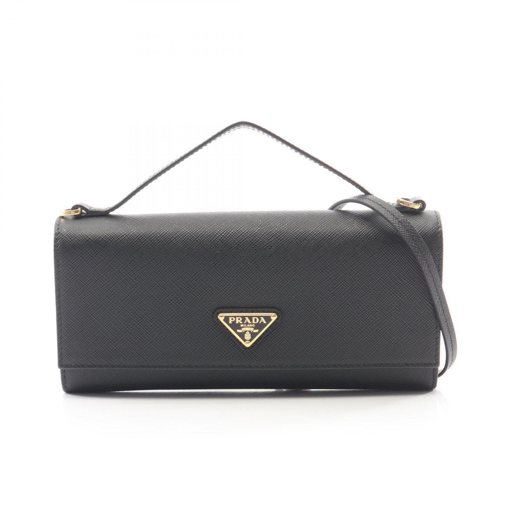 Prada PRADA Triangle Logo 2-Way Shoulder Bag/Handbag, Saffiano Leather, Women's, Black, 1MT042 — New - Store Return