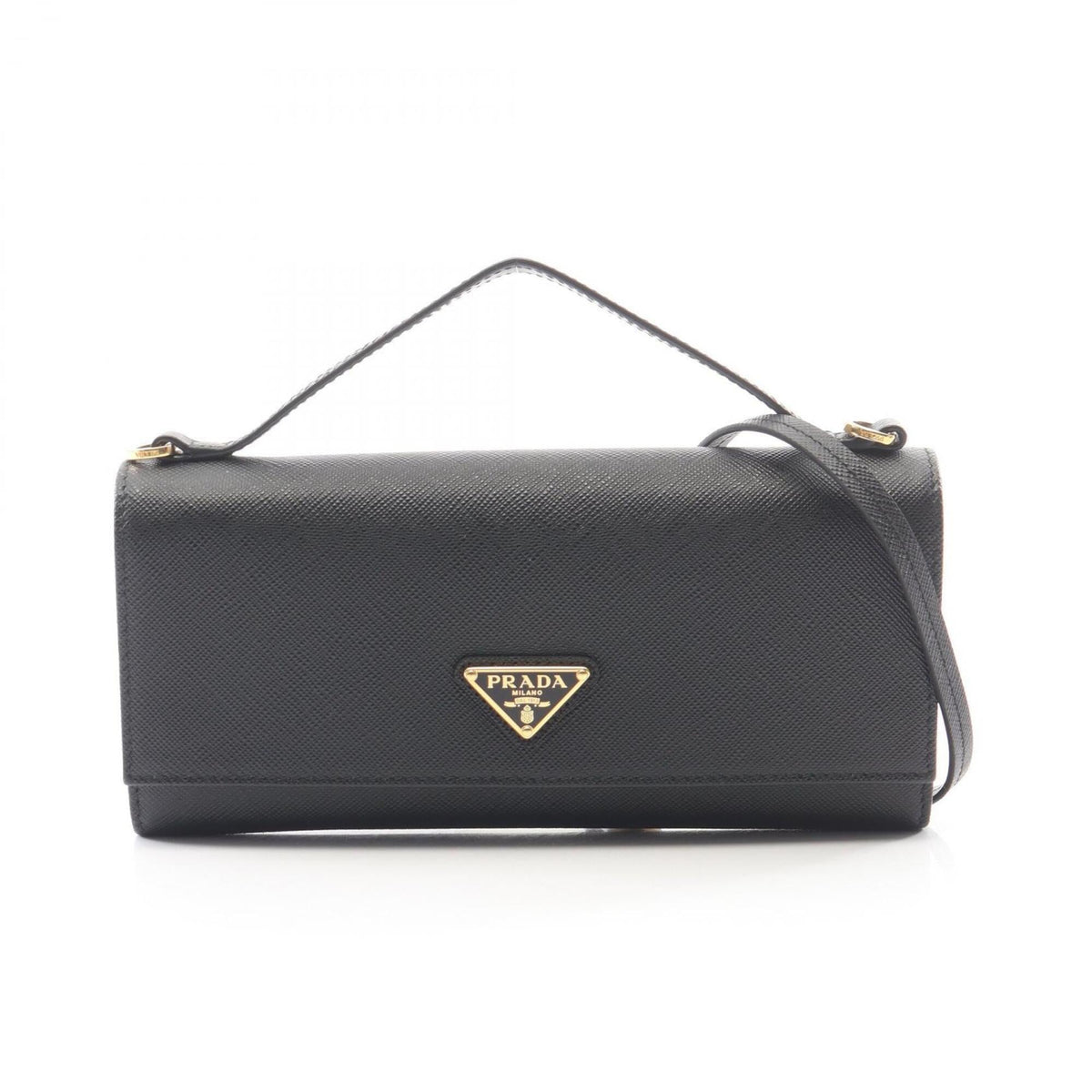 Prada PRADA Triangle Logo 2-Way Shoulder Bag/Handbag, Saffiano Leather, Women's, Black, 1MT042 — New - Store Return