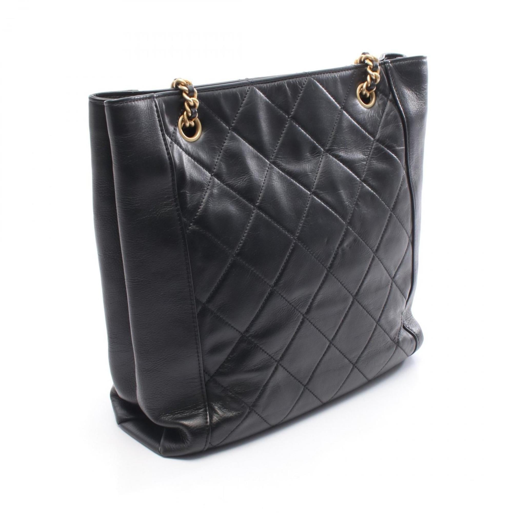 CHANEL Matelasse Shoulder Bag, Leather, Women's, Black, AS2295