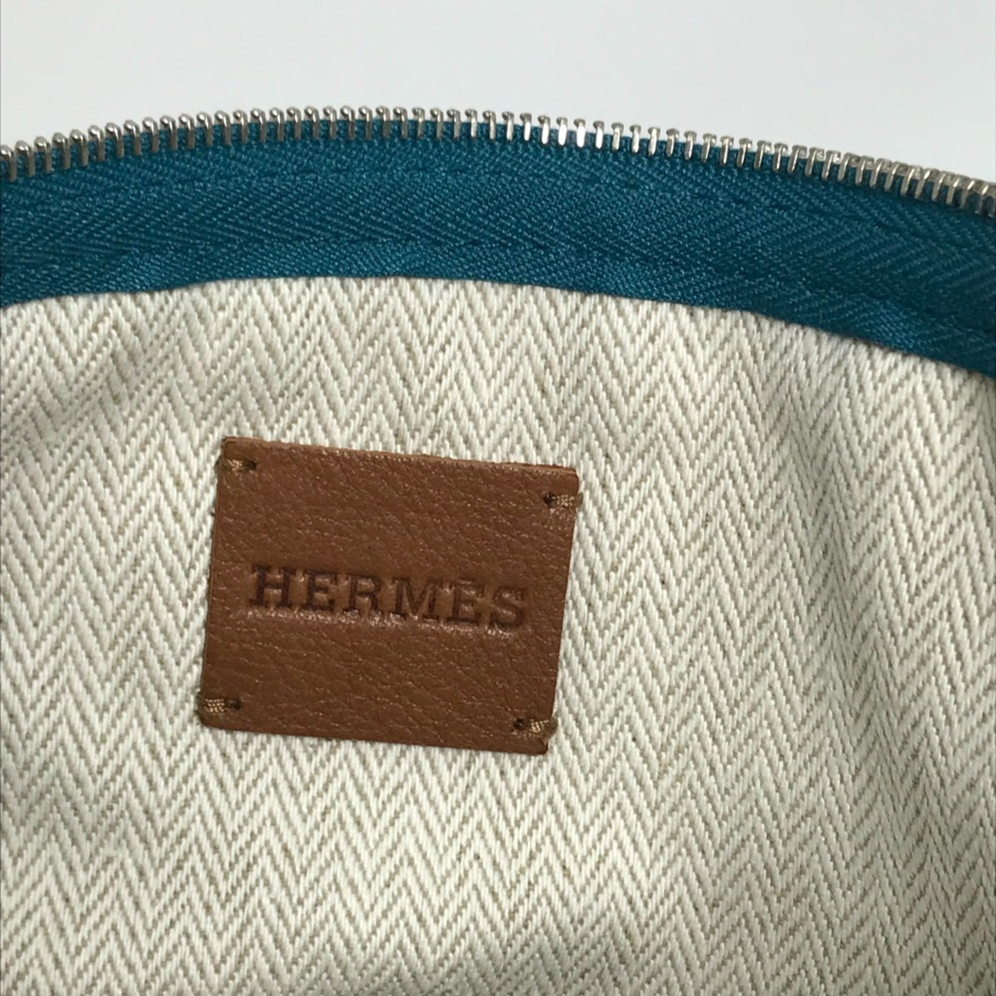 HERMES Hermes Bicycle Studs Velocipedi Flat Pouch GM Canvas Men's Women's Blue — New - Store Return
