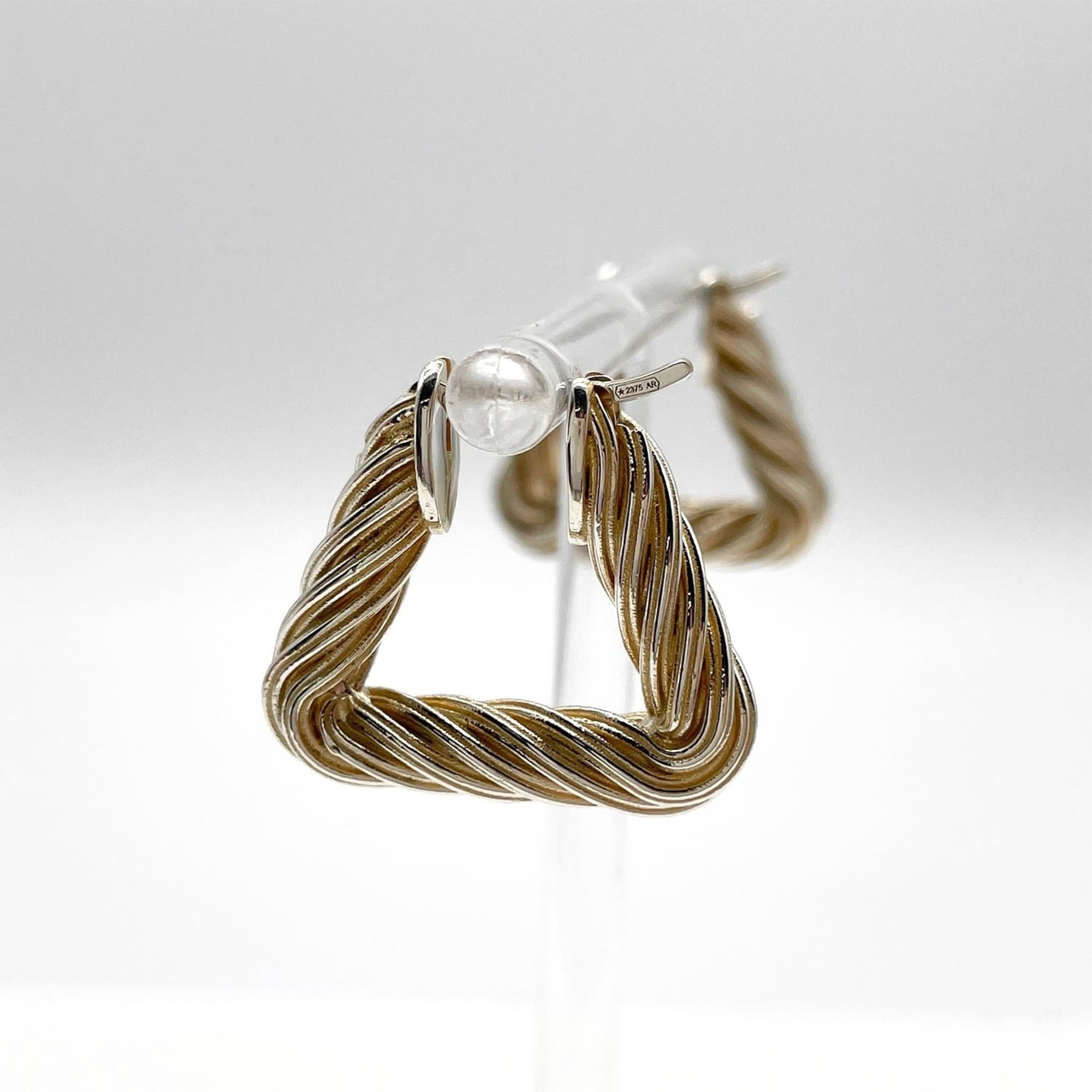 BOTTEGA VENETA Cord Triangle Twist Hoop Earrings, SV925 Silver, Men's & Women's — Like New