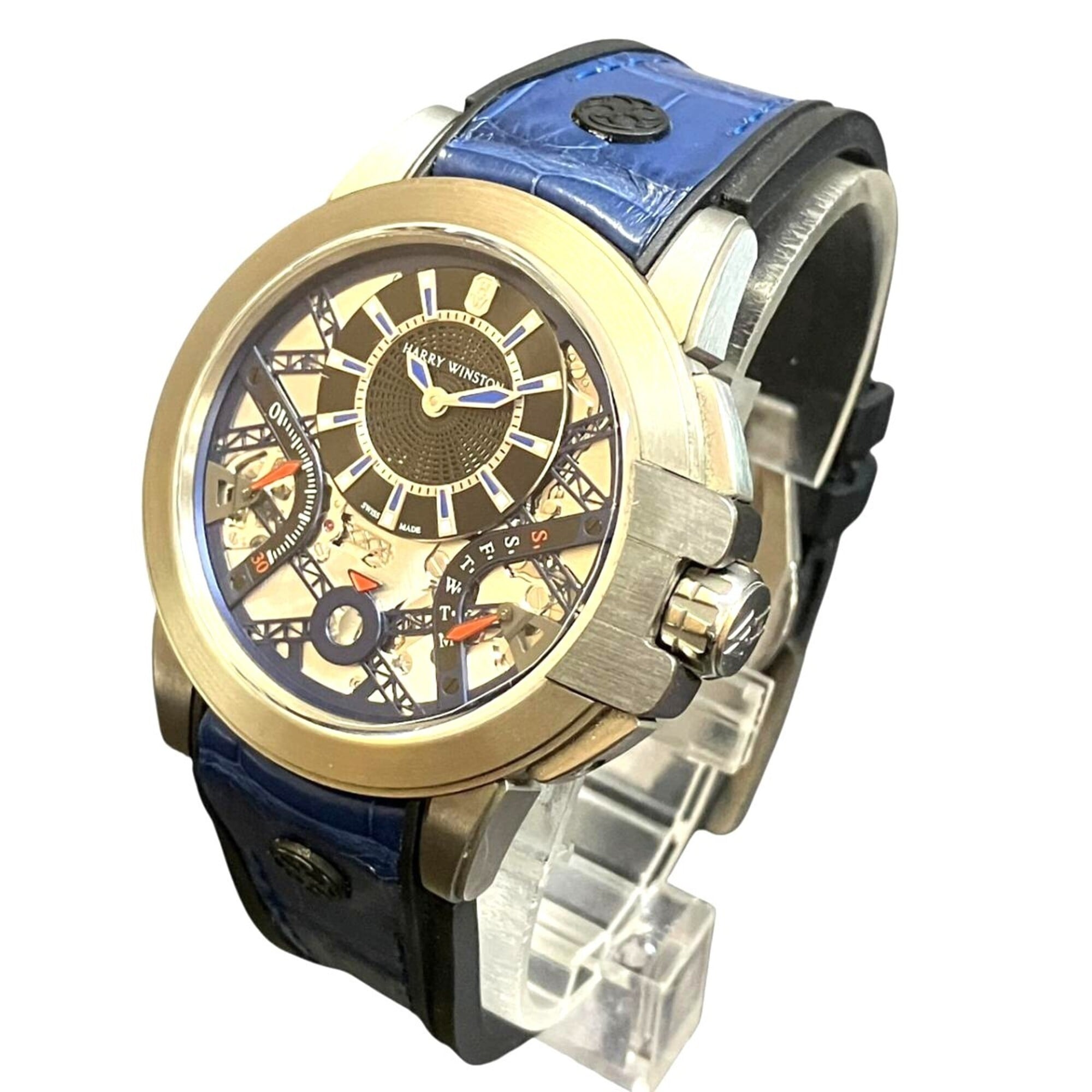Harry Winston Ocean Project Z10, Limited Edition of 300 Pieces Worldwide, Total Weight 99.8g, Genuine Leather Strap, Automatic Movement, Silver Dial, OCEABI42ZZ001 — Very Good