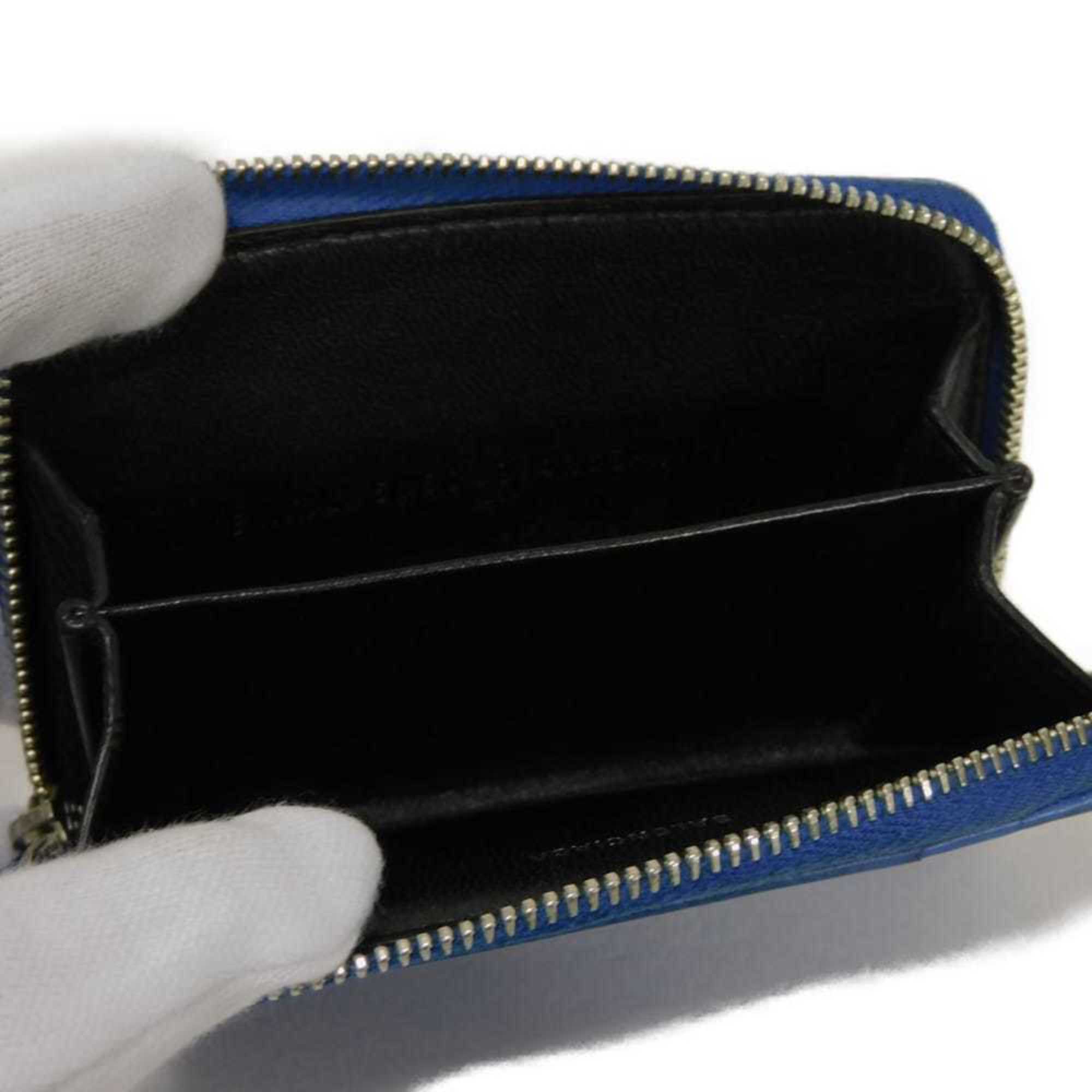 Balenciaga Everyday Coin and Card Case, Smooth Calfskin, Round, Blue, 505049 DLQHN 4265, Men's