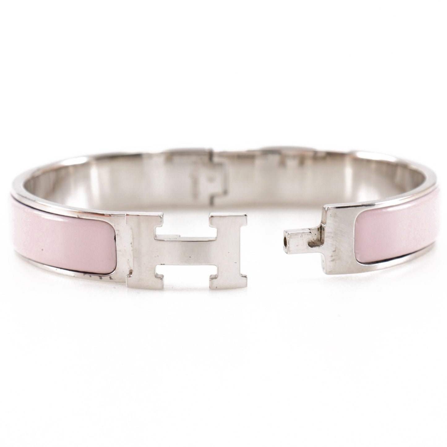 Hermes Click H PM Bangle Bracelet Silver/Pink Approx. 36.2g Ladies