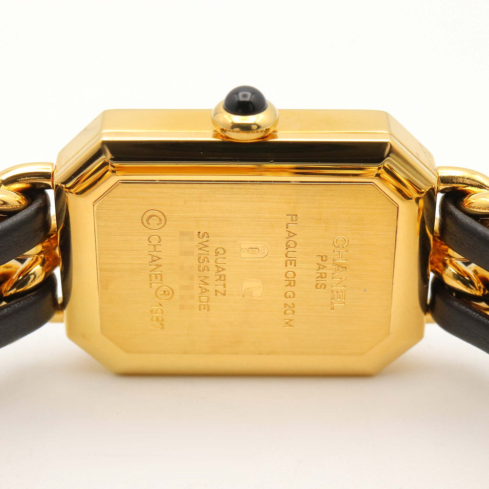 Chanel CHANEL Première M Watch, Gold Plated Leather, Women's, Black, H0001 — Very Good