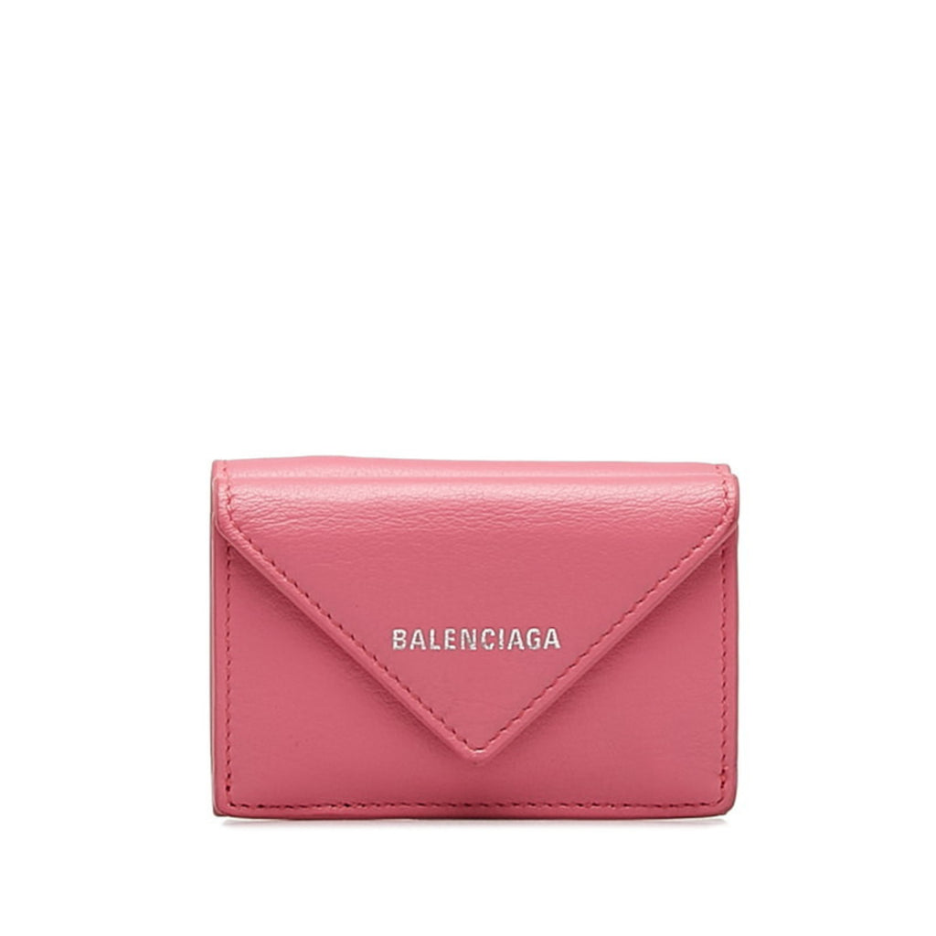 Balenciaga Mini Paper Wallet Bi-fold 391446 Pink Leather Women's BALENCIAGA