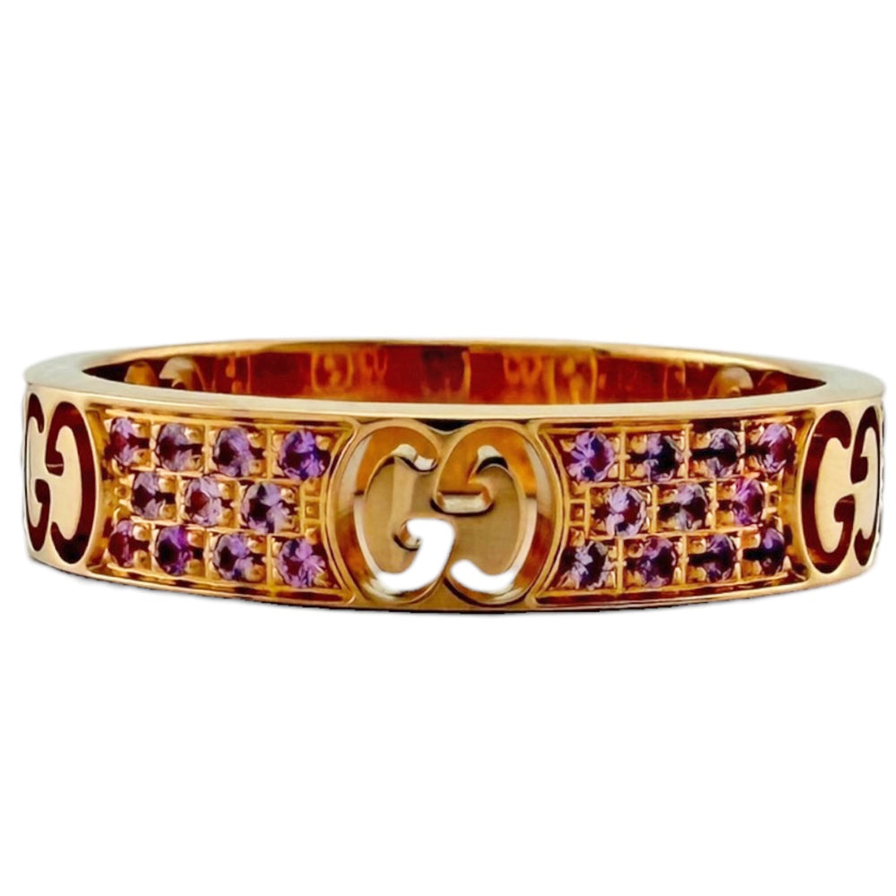 Gucci Icon Stardust Ring, 18K Pink Gold, Sapphire, Women's — Like New
