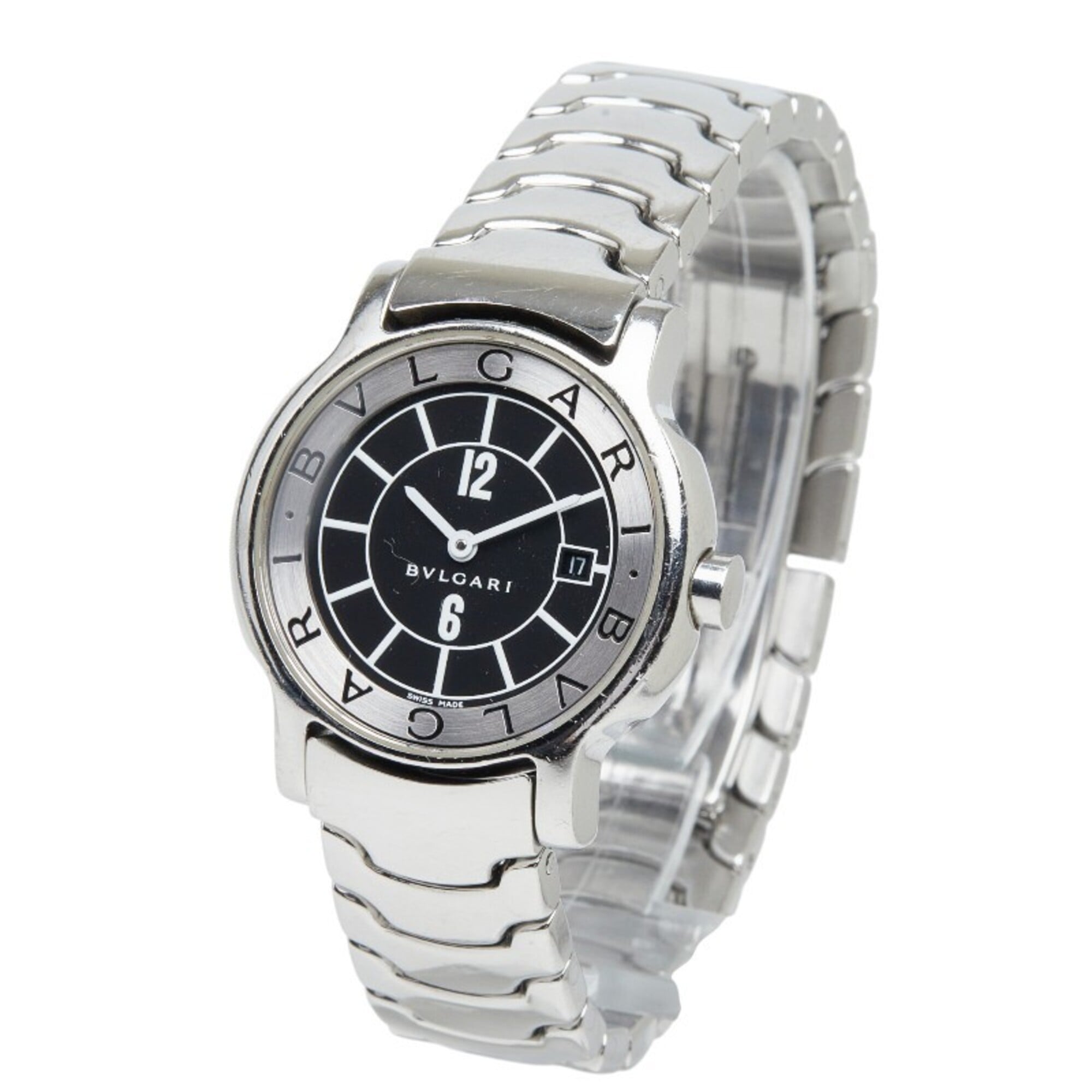 Bulgari Solotempo ST29S Quartz Watch, Black Dial, Stainless Steel, Women's, BVLGARI — Good