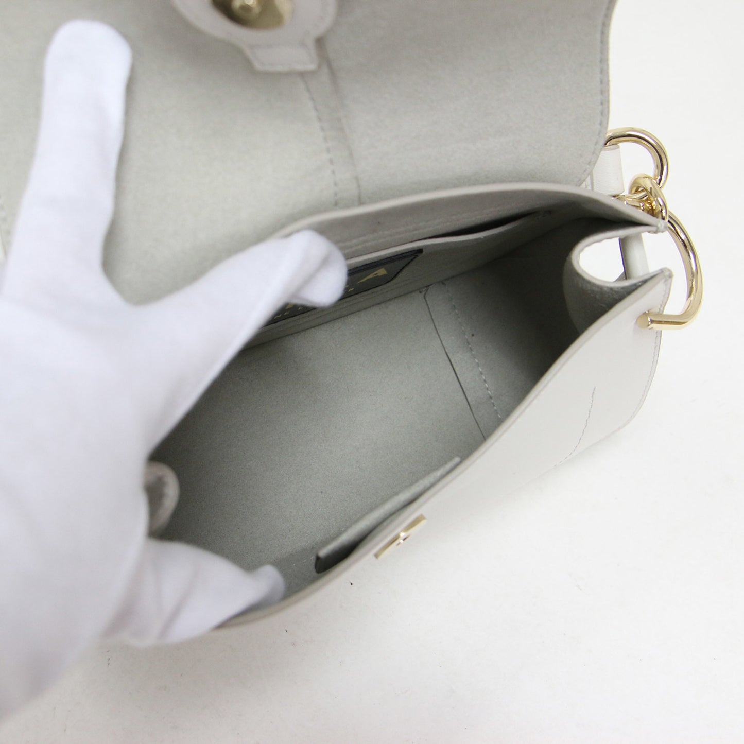 FURLA Shoulder Bag Light Gray Handbag Calf Leather 24SS Women's