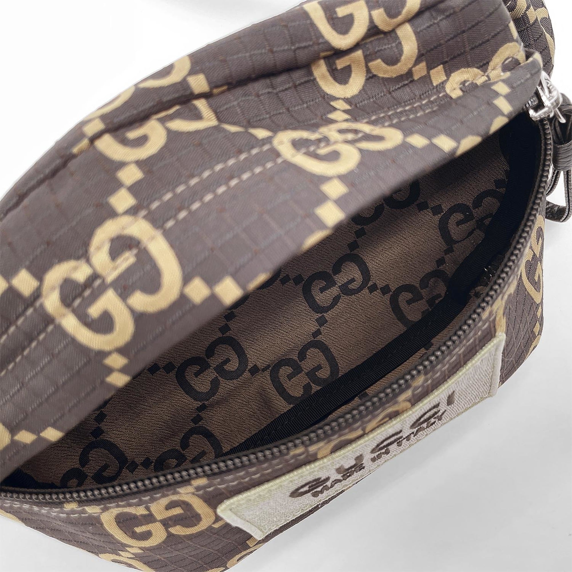 GUCCI GG Jacquard Ripstop Waist Bag Belt 767934 Nylon Brown Men's Women's — Like New