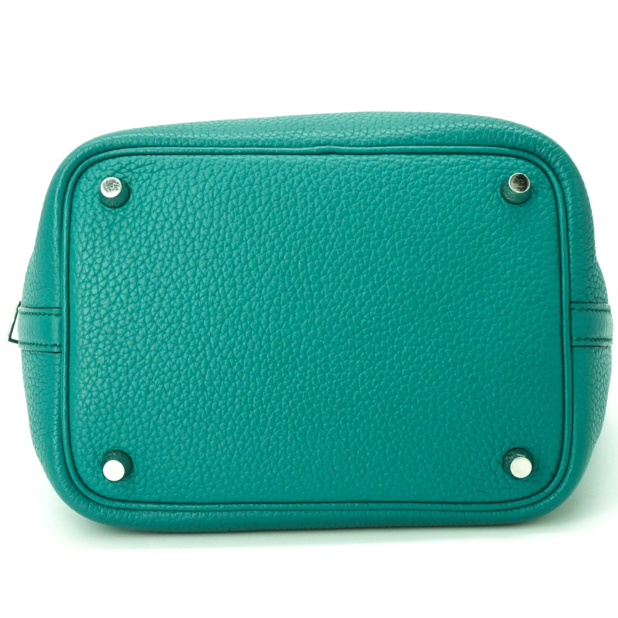 HERMES Picotin Lock PM handbag, Taurillon Clemence leather, Malachite Green — Like New