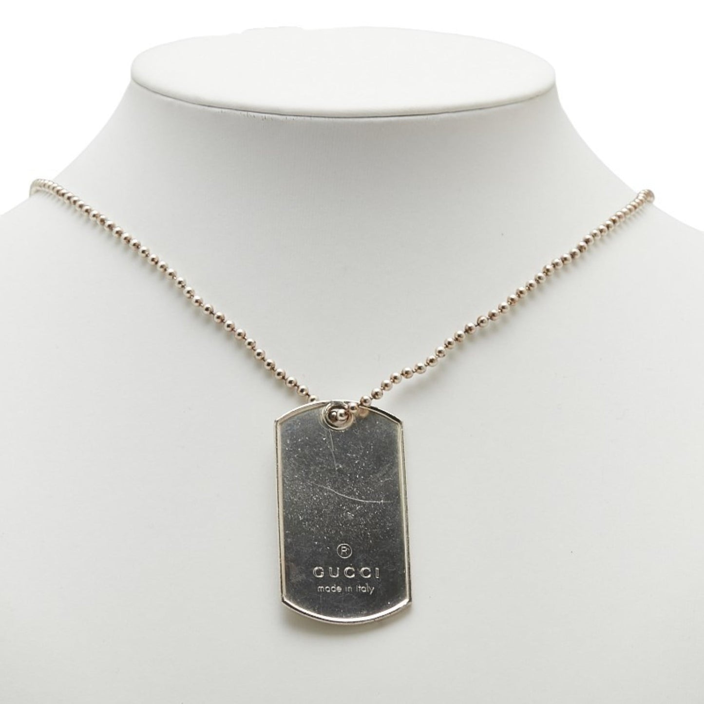 Gucci Dog Tag ID Necklace with Ball Chain, SV925 Silver, Women's