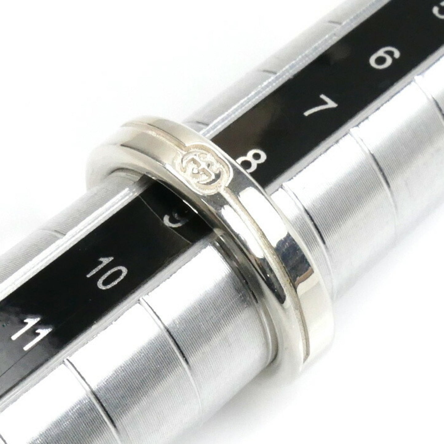 GUCCI Gucci Silver 925 Diagonal Interlocking G Ring 774049 J8400 8106 Size 8.5 4.2g Women's