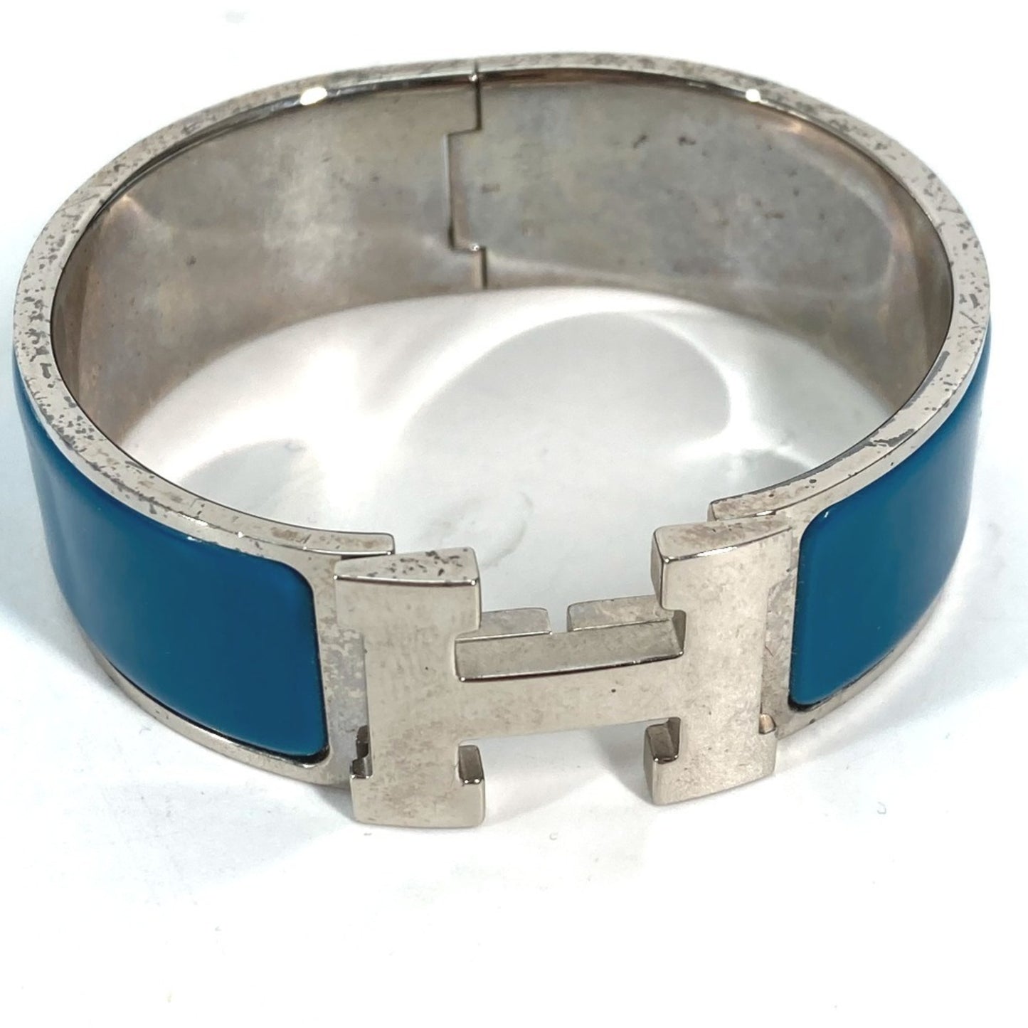 HERMES Click Clack GM Bracelet, Metal Bangle, Women's, Blue