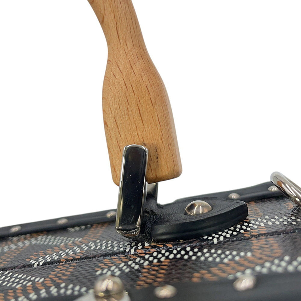 Goyard Saigon Mini Trunk Bag Wood SAIMA3MINTY01CL01P GOYARD Black 2-way Handbag — Like New