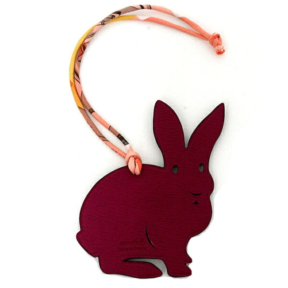 Hermes Petit H charm, rabbit design, Togo leather, Chevre Mysore, purple and black — Like New