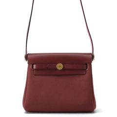 Hermes Shoulder Bag Herbag Zip Mini Rouge H Toile Military Vache Hunter K Stamp HERMES Handbag — Like New