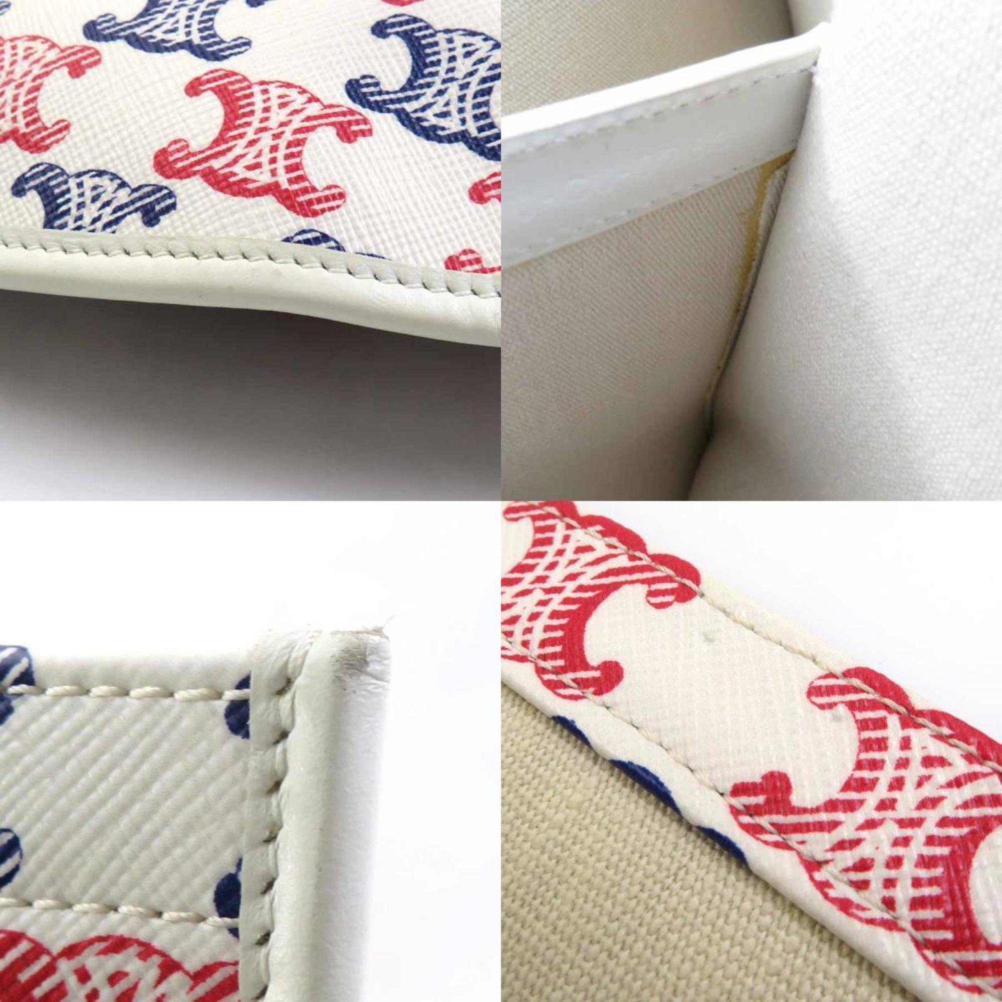 Celine Shoulder Bag, Macadam PVC Coated Canvas, White, Red, and Blue, Women's, H31752k