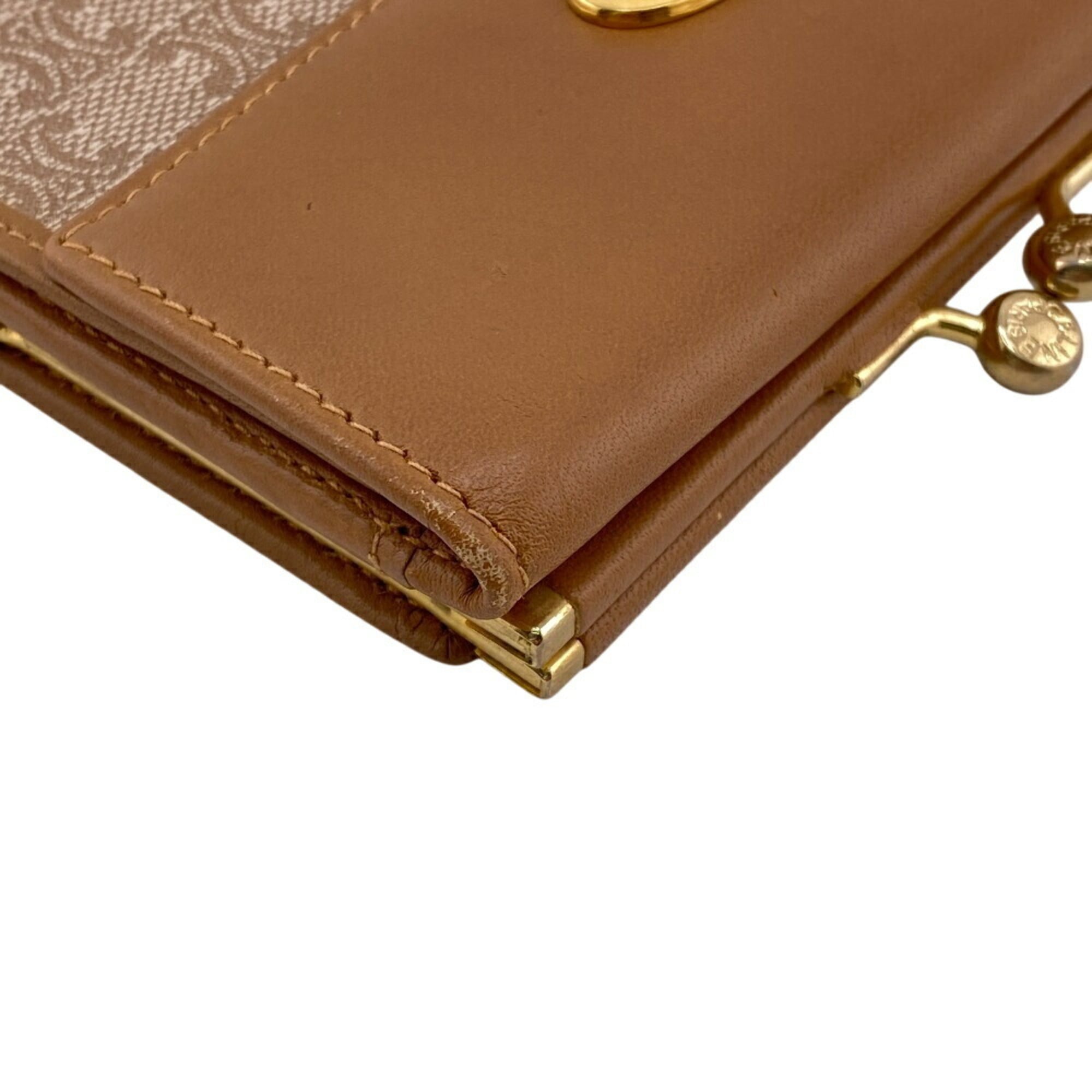 CELINE Macadam Tri-fold Wallet, Beige, Women's