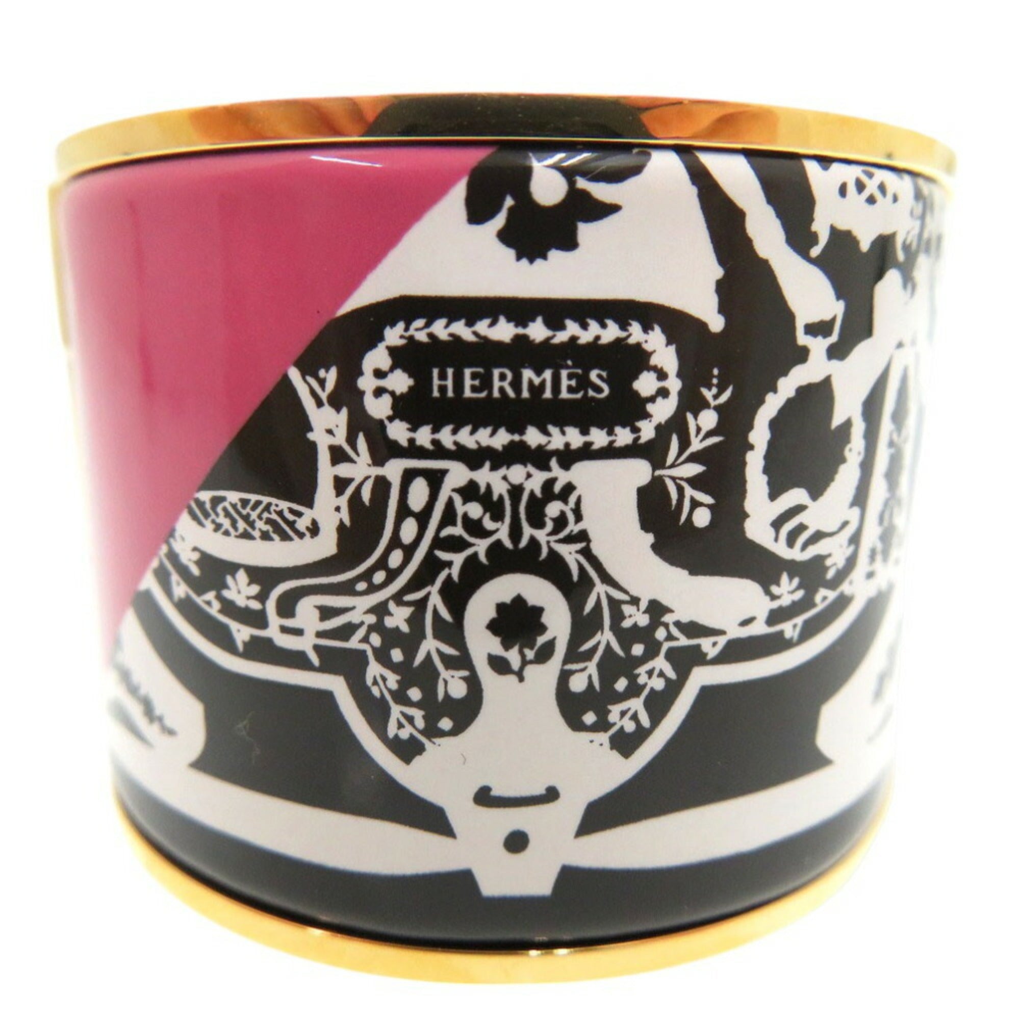 Unused Hermes GM enamel bangle bracelet Charnier gold 1874HERMES — New - Store Return