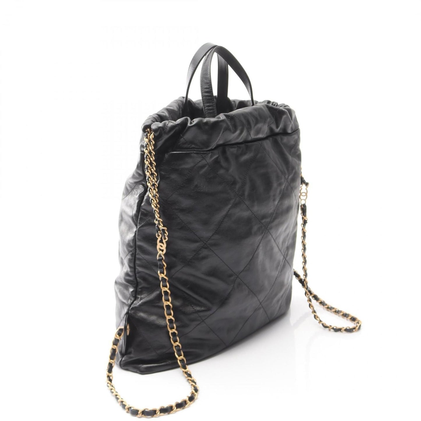 CHANEL 22 Large Backpack, Leather, Women's, Black, AS3313
