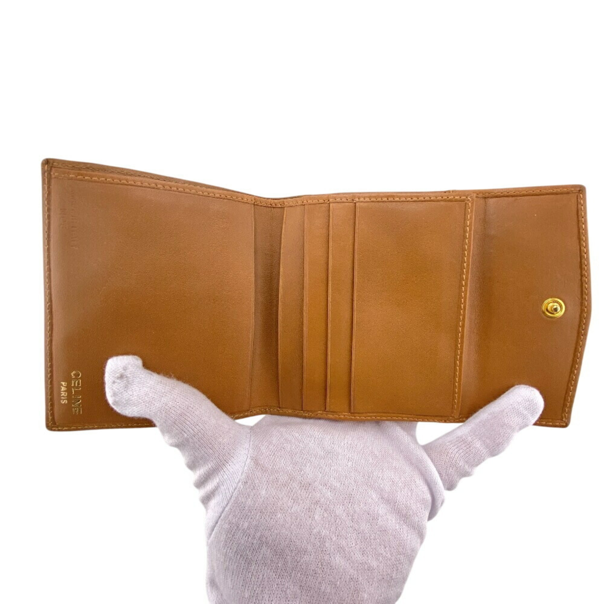 CELINE Macadam Tri-fold Wallet, Beige, Women's
