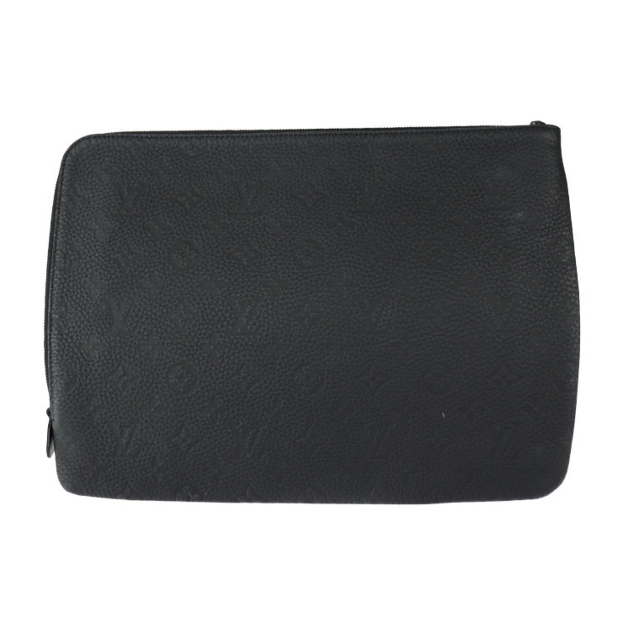 LOUIS VUITTON Etuit Voyage Second Bag M59479 Taurillon Leather Black Clutch Pouch Monogram L-shaped Zipper Vuitton — Like New