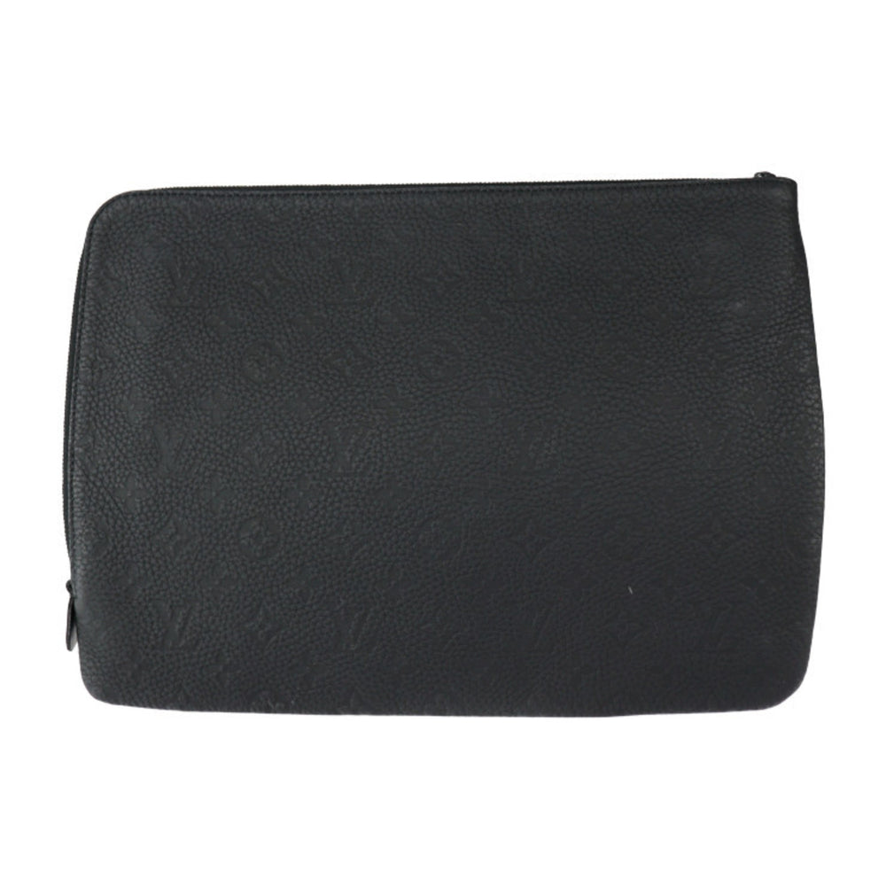 LOUIS VUITTON Etuit Voyage Second Bag M59479 Taurillon Leather Black Clutch Pouch Monogram L-shaped Zipper Vuitton — Like New