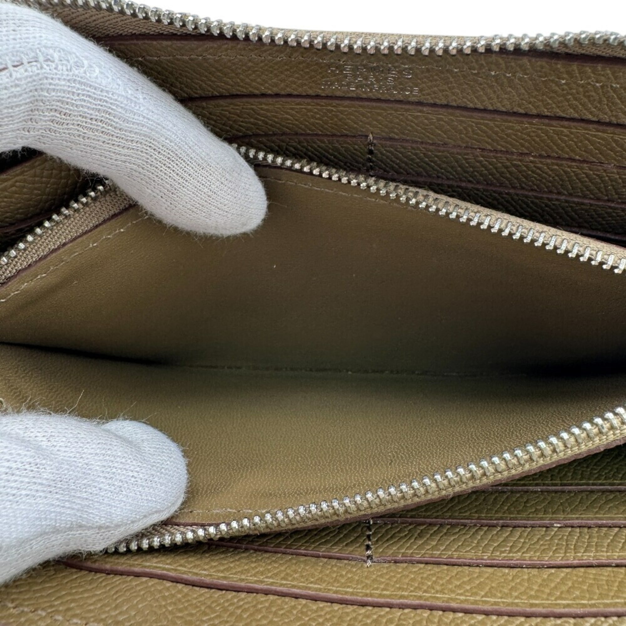 HERMES Round Zip Evelyne Long Wallet Brown Women's