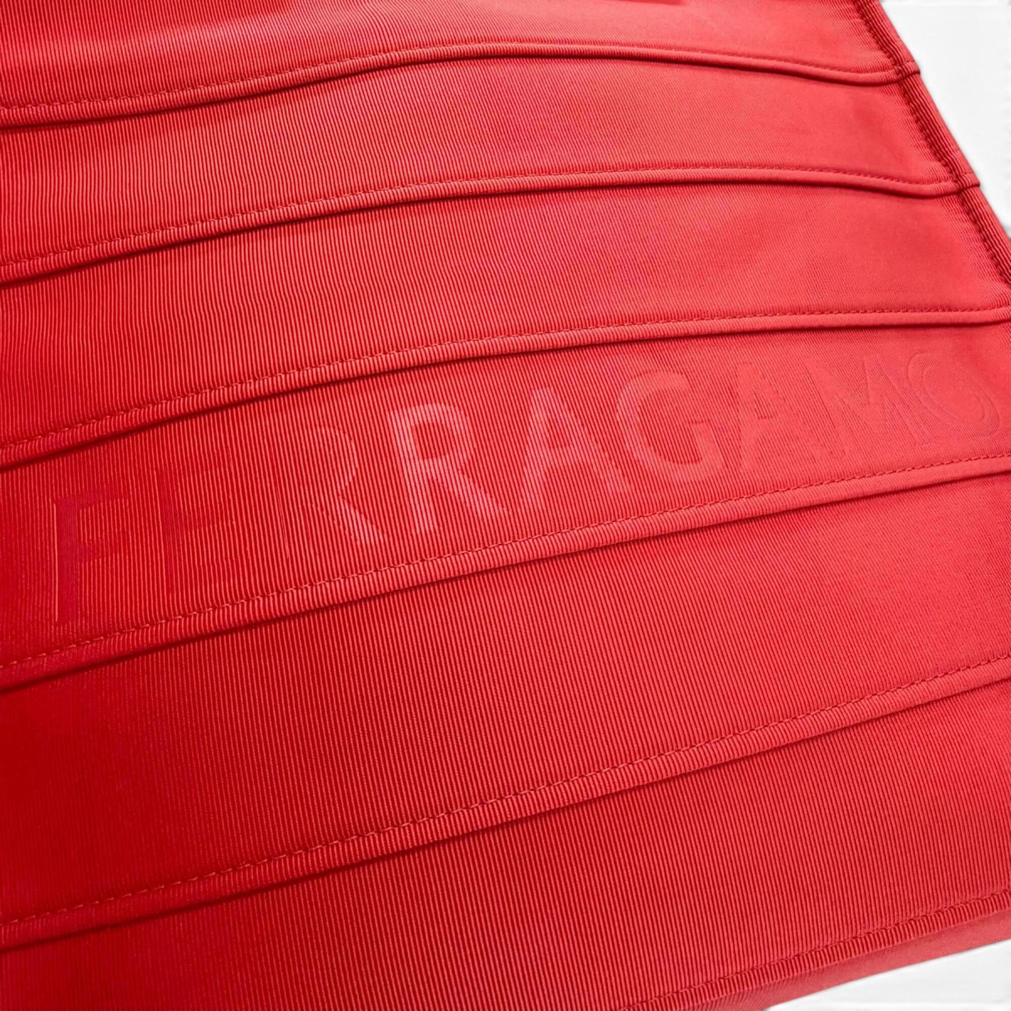 Salvatore Ferragamo FERRAGAMO 213986 Front Logo Leather Grosgrain Square Tote Bag Red Made in Italy Women's with Dust — Like New
