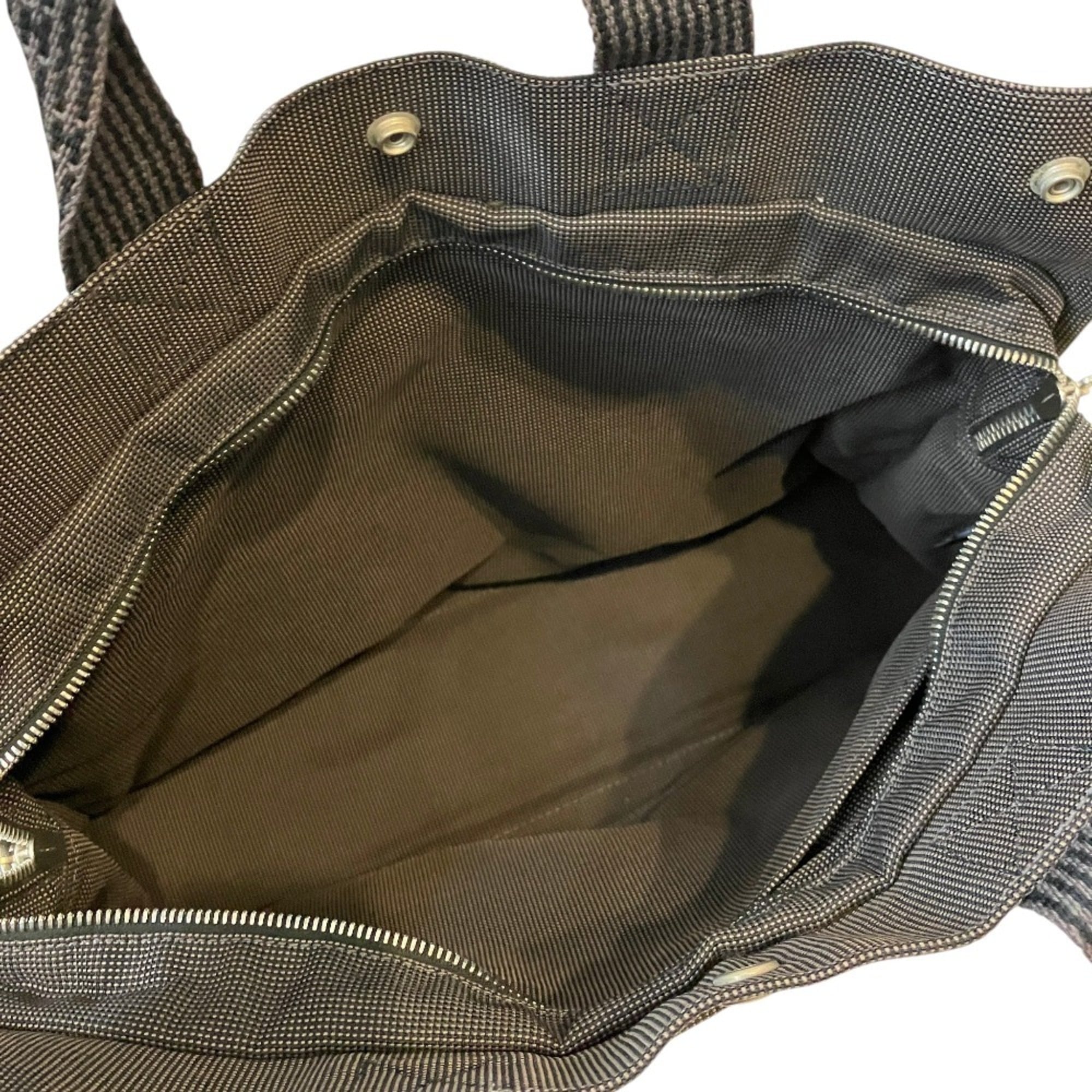 HERMES Hermes Herline MM Canvas Tote Bag, Black, Women's — Like New