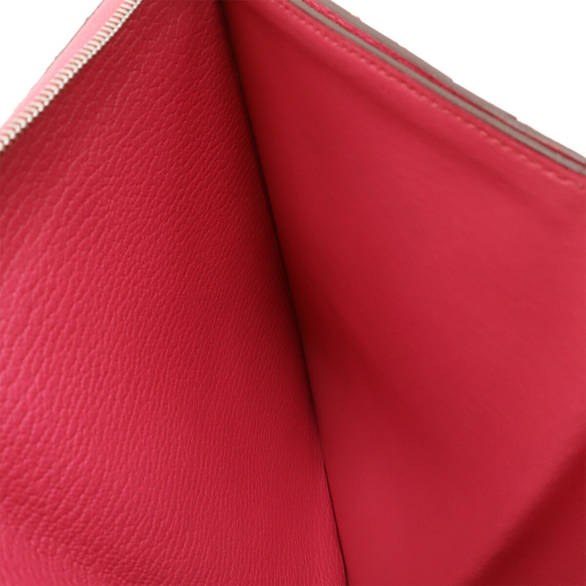 HERMES Azap Combine Round Long Wallet in Chevre Leather, Fuchsia Pink, Stamped with "M"
