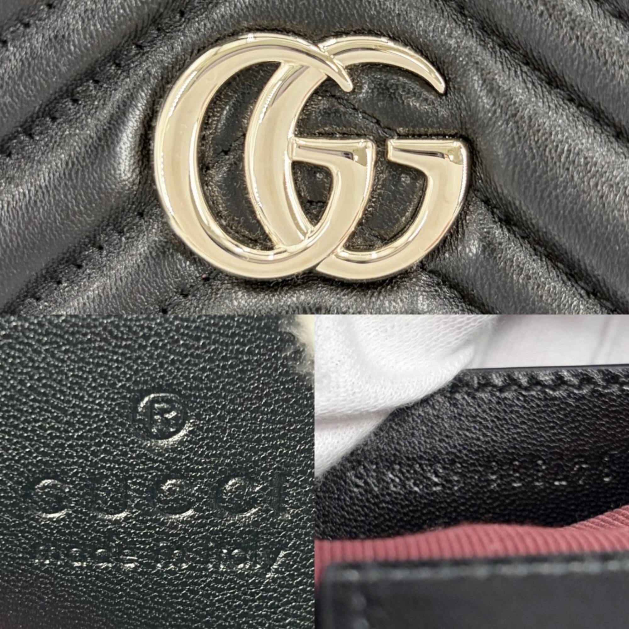 Gucci Women's GG Marmont Quilted Handbag Shoulder Bag Crossbody GUCCI 847386 Leather Black Gold Hardware — Like New