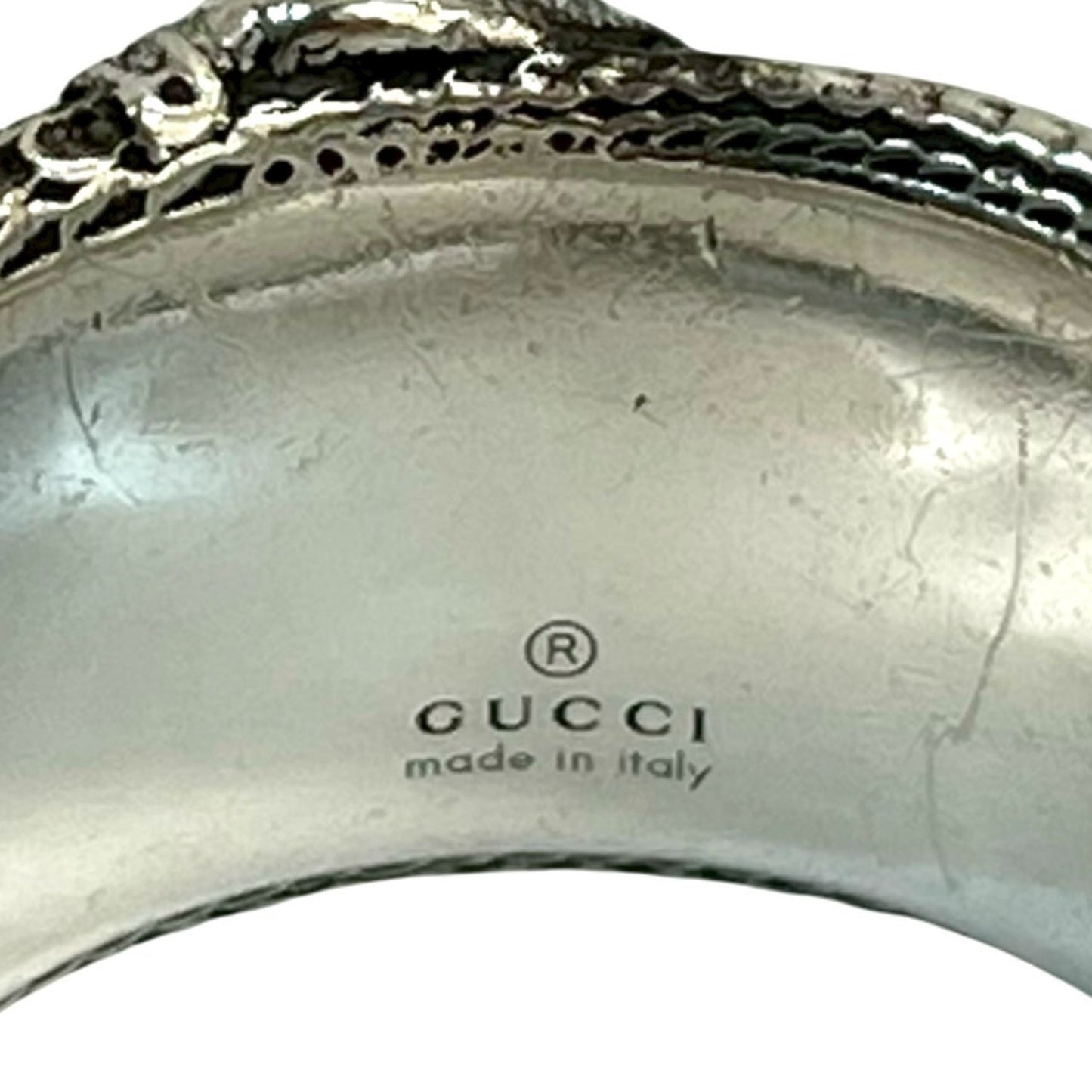 GUCCI Interlocking Double G Snake Ring, 925 Sterling Silver, Size 20, Men's, 43680