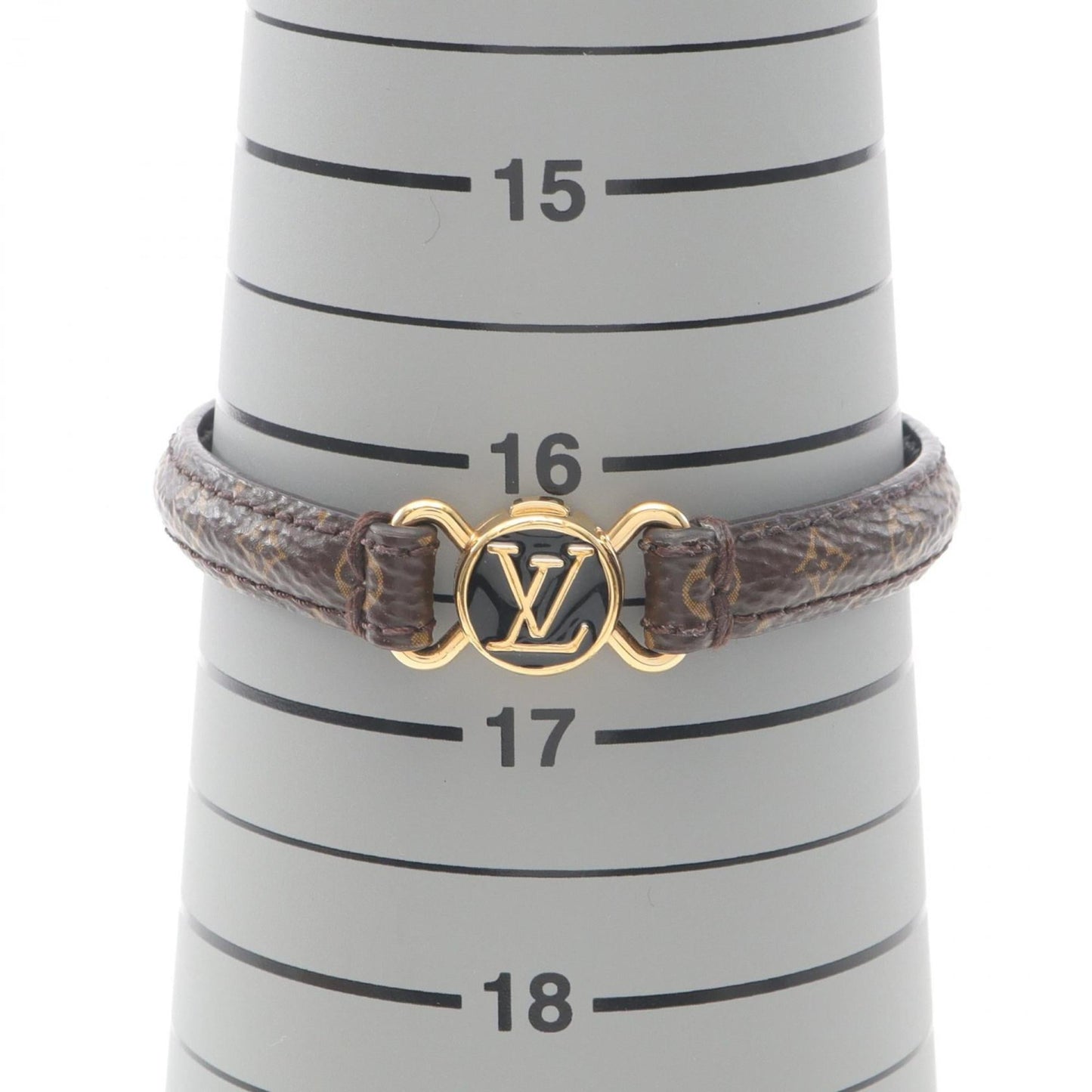 Louis Vuitton LV Click It Monogram Bracelet, Leather, Gold-Plated, Women's, Brown and Black