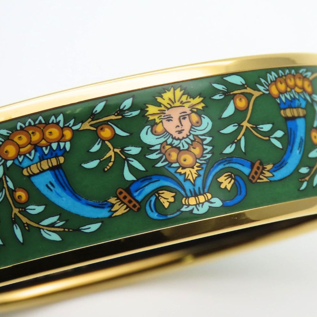 Hermes GM enamel bracelet in green gold and enamel. women's bracelet.
