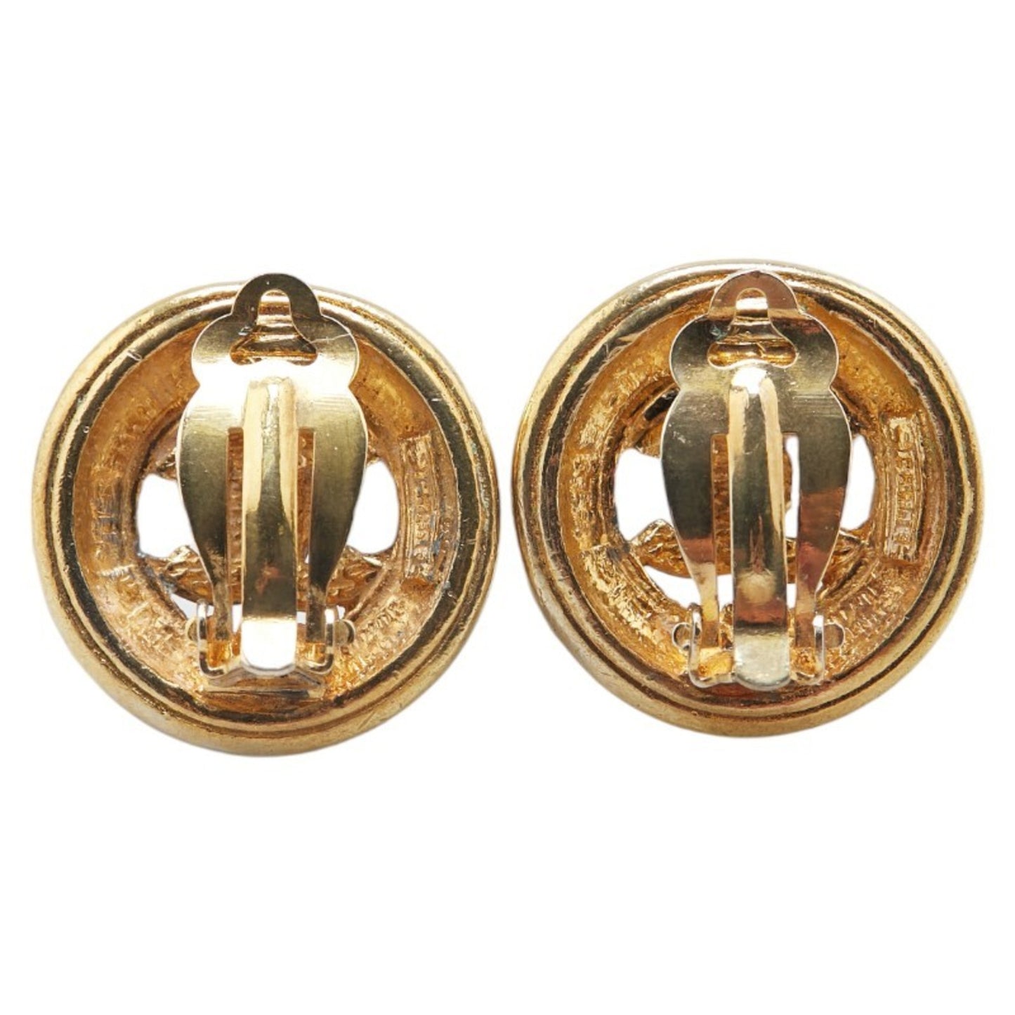 Chanel Coco Mark Round Earrings, Gold Plated, Women's, CHANEL