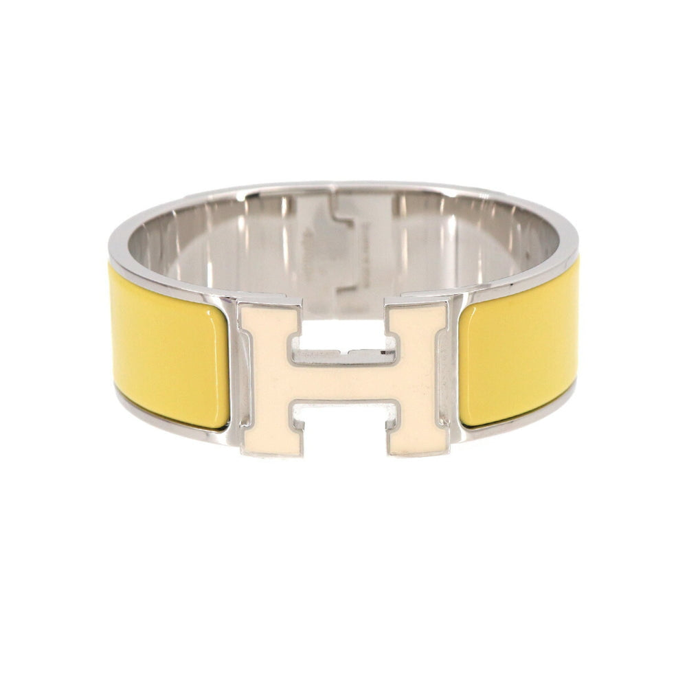 Hermes Clic Clac H PM Bangle White Jaune Citron Silver Hardware — New - Store Return
