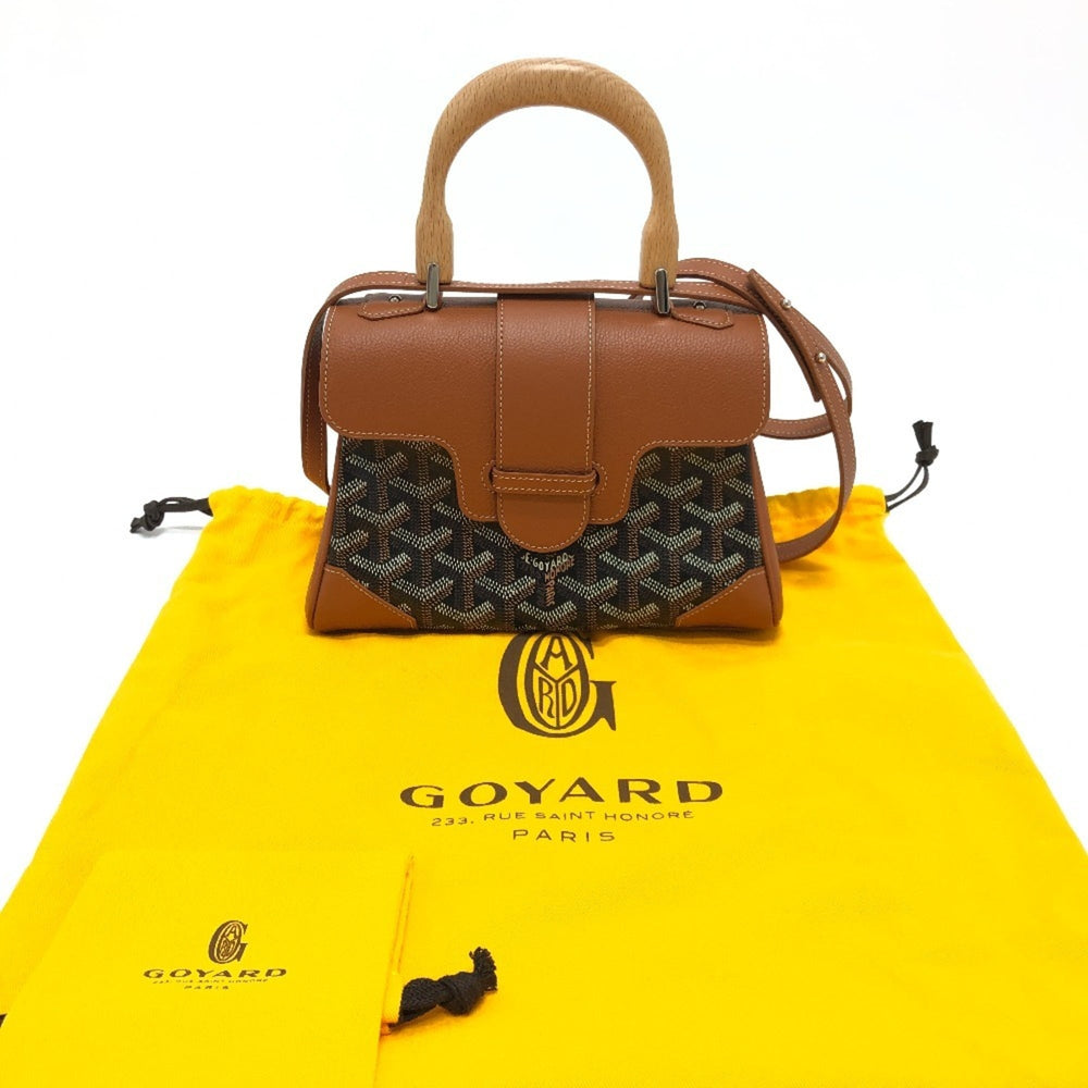 GOYARD Saigon Mini Soft Bag, 2-Way Crossbody Shoulder Handbag, Coated Canvas, Leather, Women's, Black & Tan, Like New — Like New
