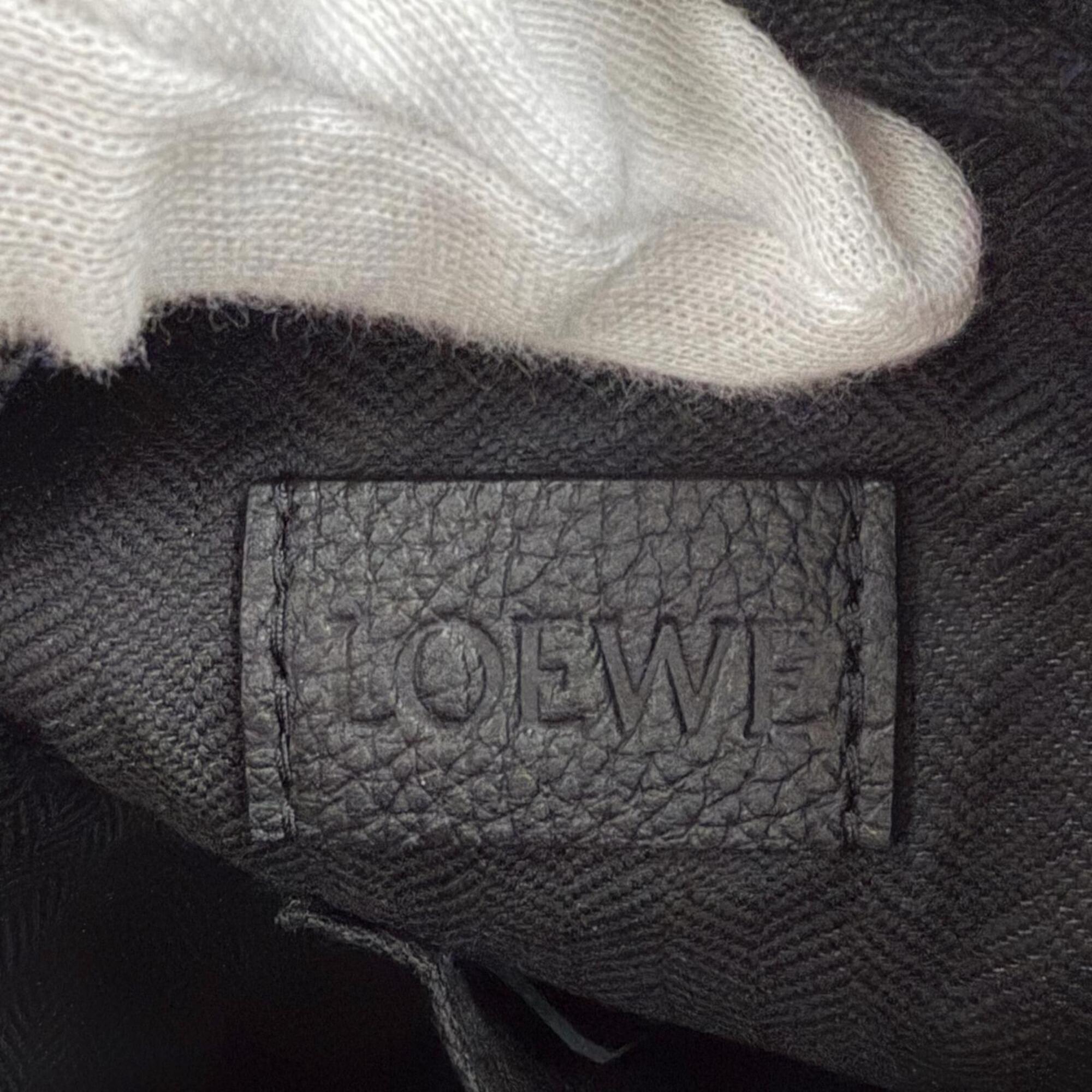 LOEWE B553A72X22 Leather Anagram Logo Military Messenger Shoulder Bag, Black, XS, Made in Portugal, Men's, with Dust Bag — Like New