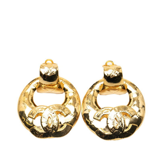 CHANEL Coco Mark Earrings, Gold Plated, Women's,
