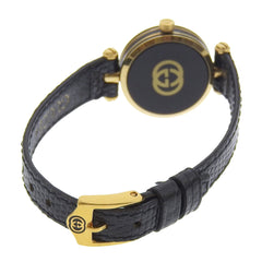 Gucci Sherry watch, gold-plated stainless steel, gold quartz, analog, black dial, women's — Very Good