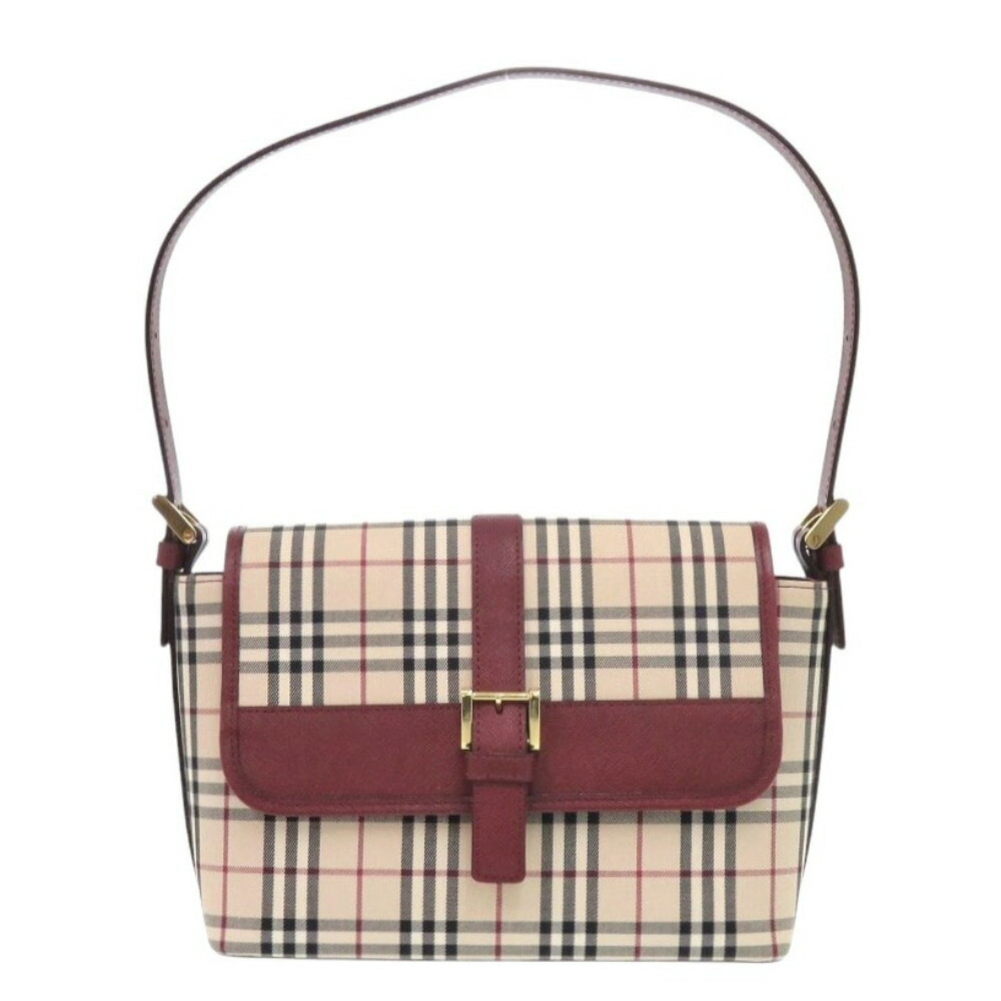 Burberry Nova Check Bag Canvas/Leather Beige Handbag 0406BURBERRY — Like New