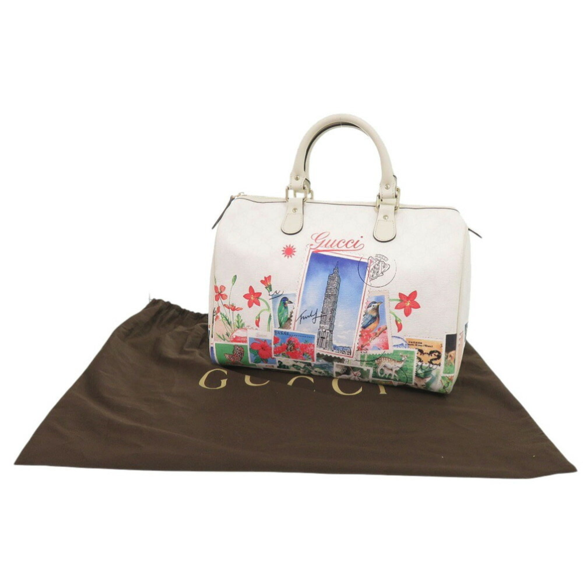 Like new Gucci TAIPEI Limited Edition 101 310085 white leather Boston bag (0173GUCCI) — Like New